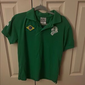 Vibrant Green Polo Shirt with Brazilian Emblem